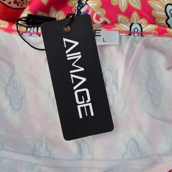 NWT | Red & Orange Medallion Print Keyhole O-Ring Dress with Pockets | Large - Picture 4 of 6